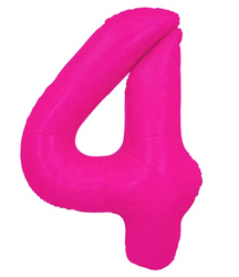 Fóliový balónek číslo "4" růžový neonový (100 cm).)