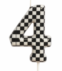 Narozeninová svíčka číslo "4" - šachovnicový vzor, závod