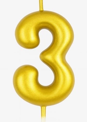 Gold birthday candle number "3" - elegance for any occasion
