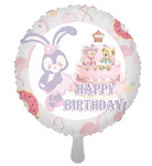 Balon foliowy z króliczkiem i tortem, Happy Birthday 18" (45cm.)