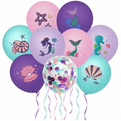 Rubber balloons with Mermaid print (9 pcs.)