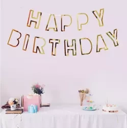 Happy Birthday paper garland gold (1 pc.)