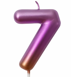 Birthday candle number "7" - rainbow metallic