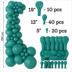 Set of Decorative Balloons - Color Teal(007), 70 pcs. (19", 12", 5")