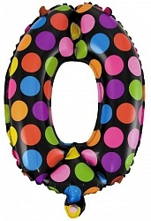 Balon Cyferka "0" Czarna w Kropki (40cm)