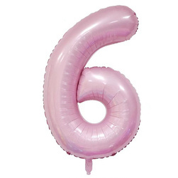 Fóliový balónek číslo "6" světle růžový (100 cm).)