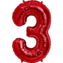 Fóliový balónek číslo "3" červený (100 cm).)