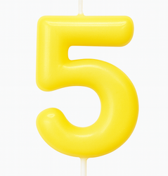 Svíčka číslo "5" - žlutá