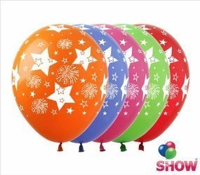 Printed rubber balloons Stars and Fireworks (10 pcs.)