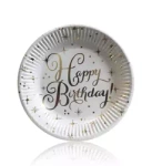 Talerzyki Papierowe Happy Birthday Złote (10 szt.)