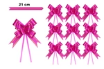Kokarda dekoracyjna różowa ze złotym brzegiem – 21 cm (zestaw 10 szt.)
