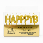 Złote świeczki „HAPPY BIRTHDAY” – magia urodzin w blasku płomieni