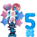 Zestaw Balonów 5 Urodziny Stitch Balony Foliowe i Gumowe z Nadrukiem
