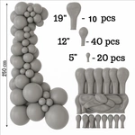 Zestaw Balonów Dekoracyjnych Kolor Szary 70 sztuk