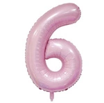 Balon Foliowy Cyferka "6" Jasnoróżowa (100cm.)