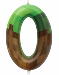 Świeczka Minecraft zielono-brązowa pikselowa "0"