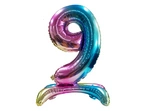 Balon Foliowy Cyferka "9" Tęczowa Stojąca (80cm.)