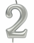 Świeczka Cyfra "2" – Srebrna