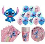Zestaw Urodzinowy Stitch Angel Balony, Talerzyki, Kubeczki, Serwetki