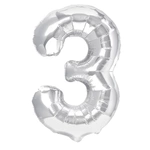 Balon Foliowy Cyferka "3" Srebrna (100cm.)