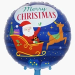 Balon foliowy "Merry Christmas" z Mikołajem i reniferem – 18 cali (45 cm)