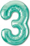 Balon Foliowy Cyferka "3" Turkusowa (100cm.)