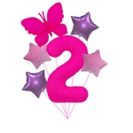 Zestaw balonów „Różowa 2 z Motylem” – Neon & Pastel Stars