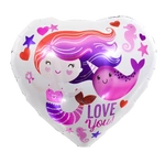 Balon foliowy Serce Syrenka 18" (45cm.)