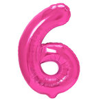 Balon Foliowy Cyferka "6" Różowa (100cm.)