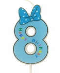 Świeca dla dzieci numer "8" niebieska