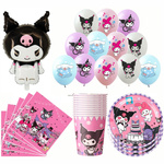 Zestaw Urodzinowy „Kuromi & My Melody” – Balony, Talerzyki, Kubeczki, Serwetki (53 elementy)