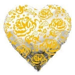 balon foliowy serce Złote róży 18" (45cm.)