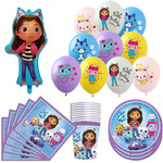 Zestaw Urodzinowy „Domek Gabi / Gabby’s Dollhouse” – Balony, Talerzyki, Kubeczki, Serwetki (51 elementów)
