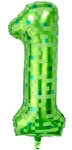 Balon foliowy cyfra 1 – Pikselowy zielony 100 cm
