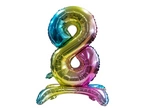 Balon Foliowy Cyferka "8" Tęczowa Stojąca (80cm.)