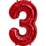 Balon Foliowy Cyferka "3" Czerwona (100cm.)