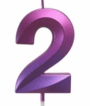 Fioletowo-różowa świeczka cyfra "2"