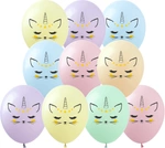 Balony gumowe z nadrukiem Kotek Jednorożec (10 szt.)