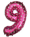 Balon Cyferka "9" Różowa w serca (40cm)