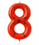 Świeczka urodzinowa Spider-Man ”8” – czerwono-czarna