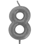 Swieczka urodzinowa srebrna w kształcie cyfry "8"