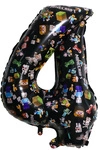 Balon foliowy cyfra 4 – Minecraft, czarny, 32 cali (80 cm)