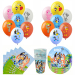 Zestaw Urodzinowy „Bluey” – Balony, Talerzyki, Kubeczki, Serwetki (54 elementy)