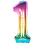 Balon Foliowy Cyferka "1" Tęczowa (100cm.)