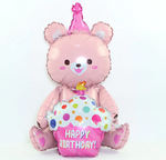 Balon Foliowy Happy Birthday MIŚ 3D Różowy