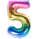 Balon Foliowy Cyferka "5" Tęczowa (100cm.)