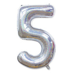 Balon Foliowy Cyferka "5" Srebrna Holo (100cm.)