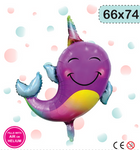 Balon Foliowy Delfinek-Jednorożec  (66cm*74cm)