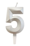 Świeczka urodzinowa srebrna w kształcie cyfry "5"