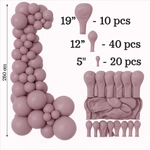 Zestaw Balonów Dekoracyjnych – Kolor Mauve(042), 70 szt. (19", 12", 5")